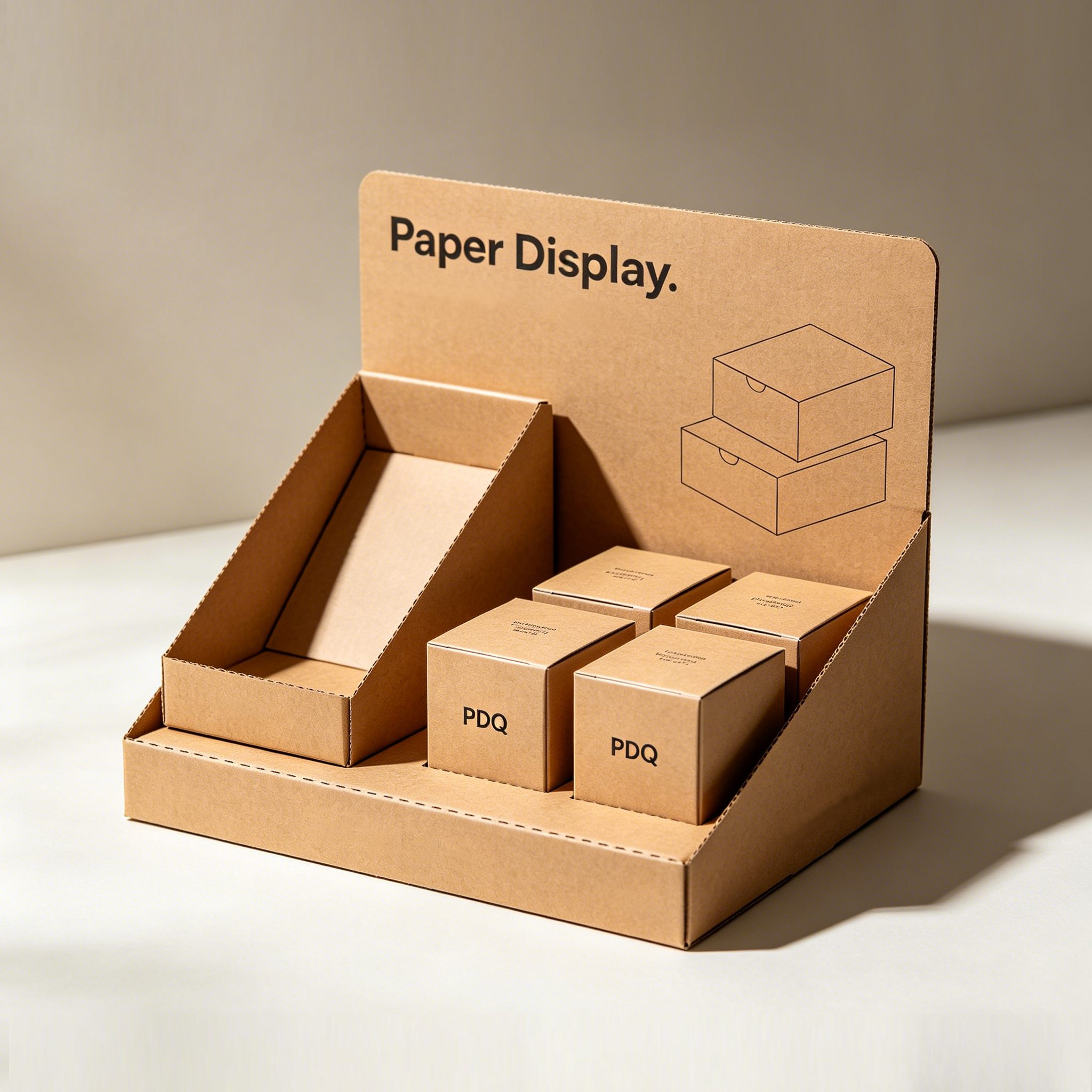 Paper displays and PDQ boxes